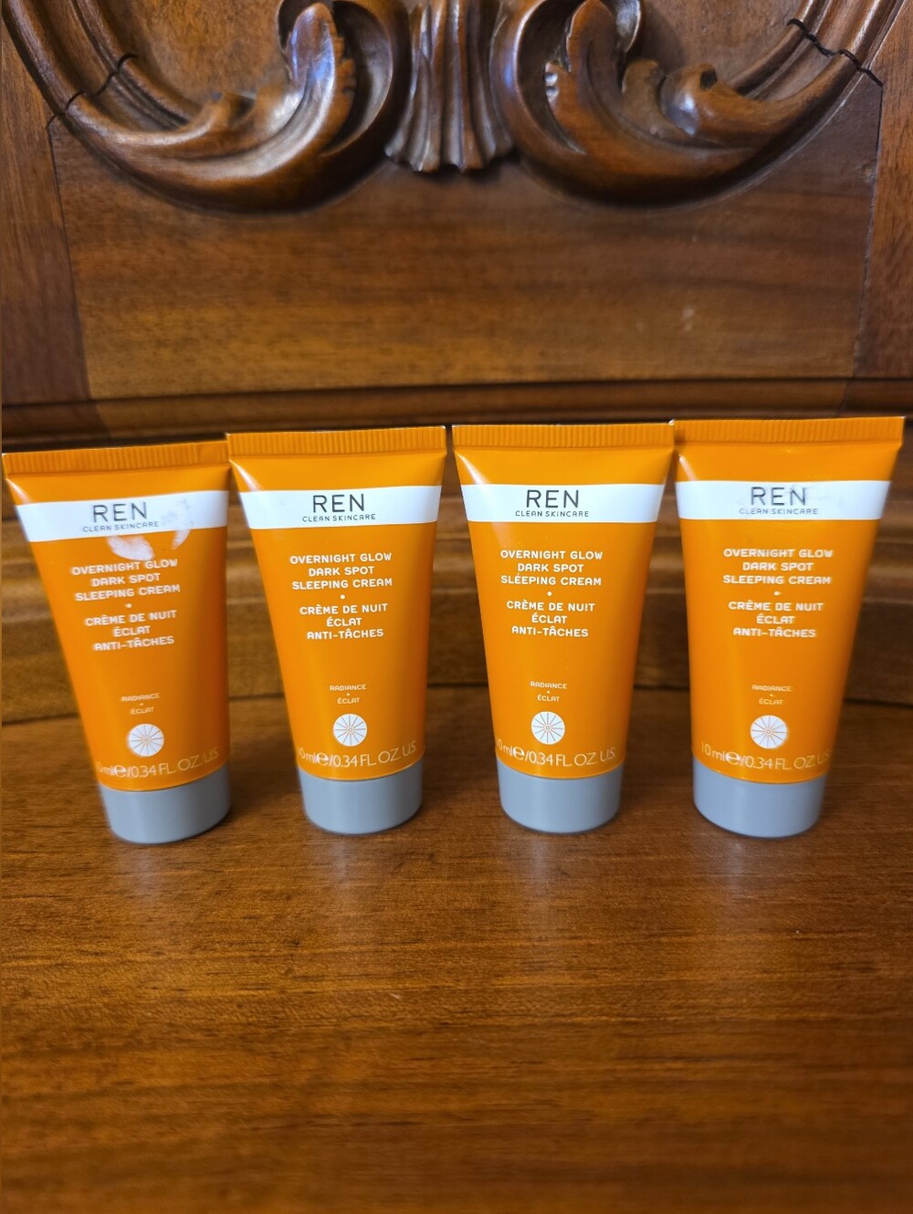4x REN Overnight Glow Dark Spot Sleeping Cream, .34oz Each--NEW
